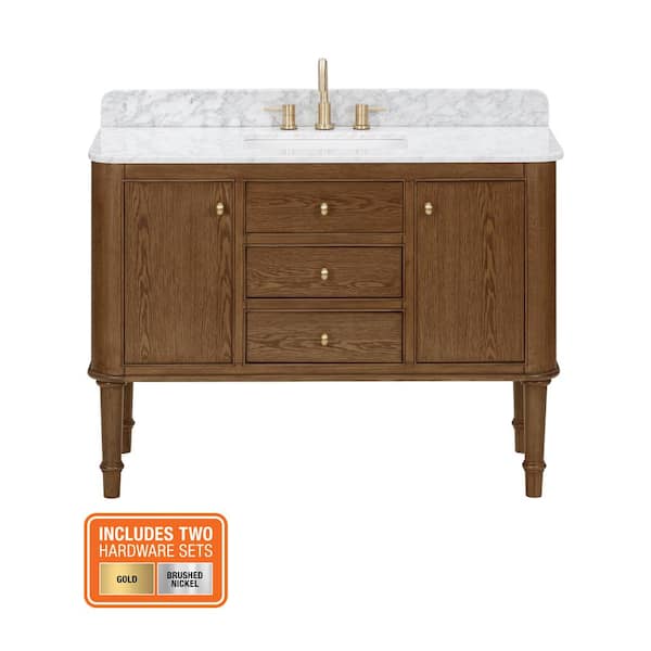 Reviews for Home Decorators Collection Collette 48 in. Single Sink Cinnamon  Oak Bath Vanity with White Carrara Marble Top (Assembled) | Pg 1 - The Home  Depot