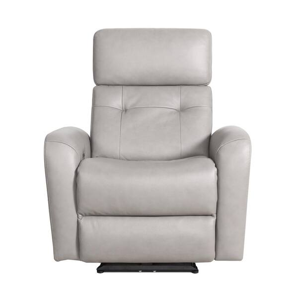 DEVON & CLAIRE Gray Keira Leather Power Recliner with Power Headrests