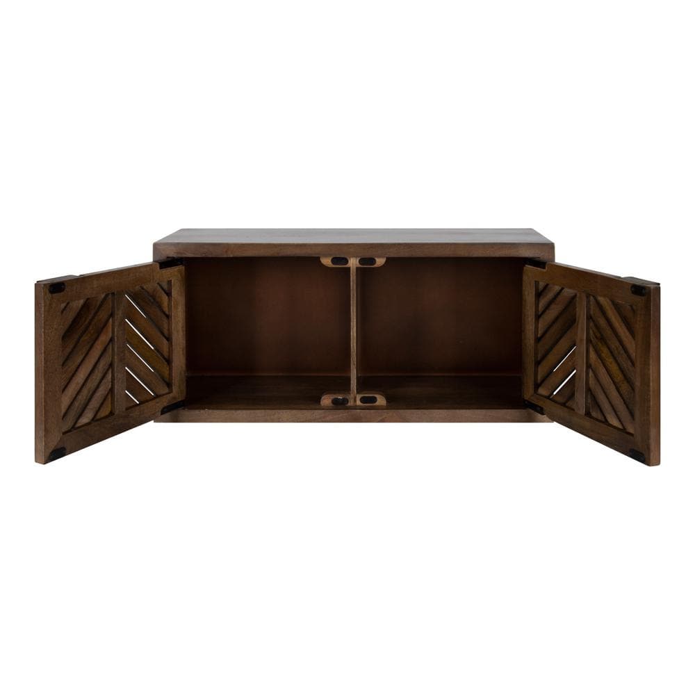 Natural Mango Wood Scandinavian Wall Cabinet with Two Doors