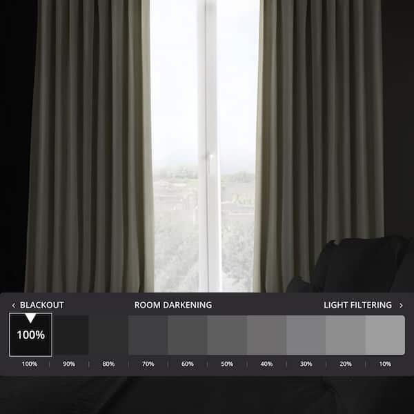 Cool Beige Extra Wide Velvet Rod Pocket Blackout Curtain - 100 in. W x 108 in. L (1 Panel)
