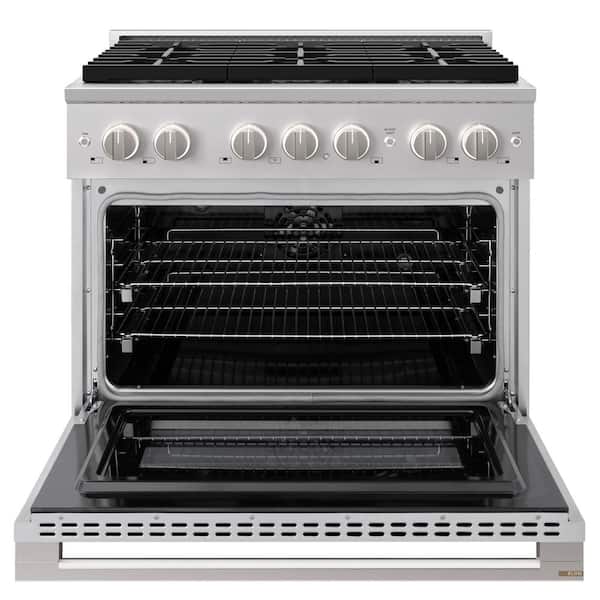 36 in. 5.2 cu. ft. Marino Dual Fuel Range with 6 Burner DuoPro Cooktop and Electric Convection Oven in Stainless Steel