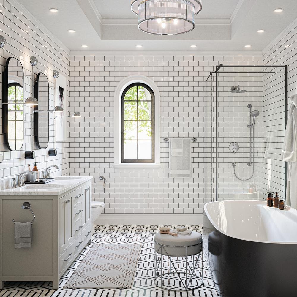Chrome Freestanding Tub Filler with Handshower