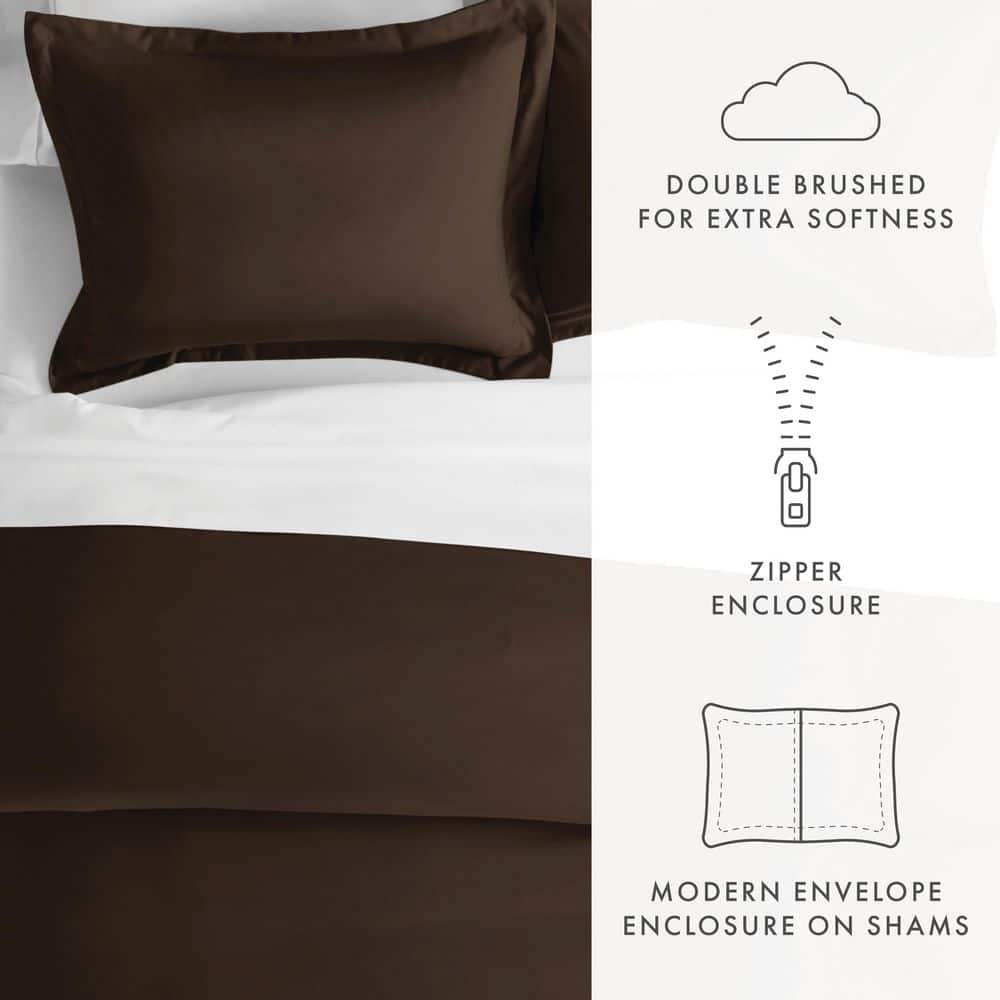 Chocolate Twin/Twin XL Microfiber 3-Piece Duvet Cover Set