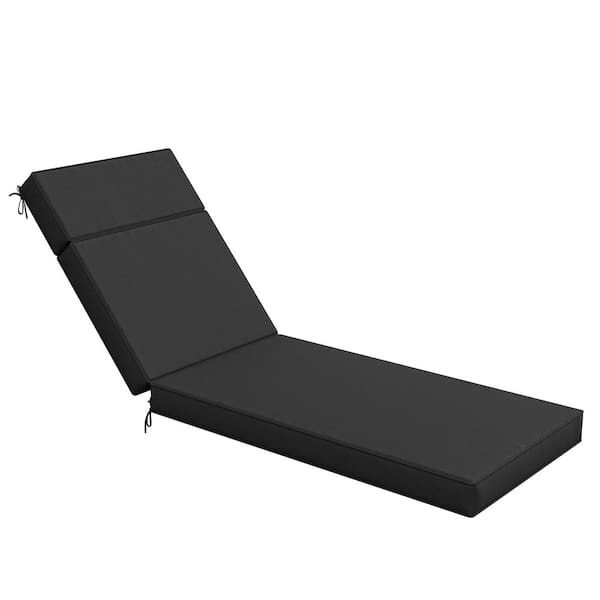 80 in. x 26 in. x 4 in. Premium Waterproof Chaise Lounge Cushion, All-Weather Replacement for Outdoor Chairs Black