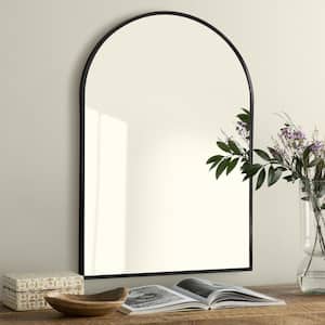 24 in. W x 36 in. H Black Arched Classic Accent Mirror with Aluminum Alloy Frame Decor Bathroom Wall Vanity Mirror