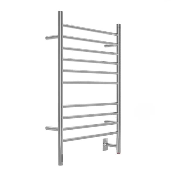 Ancona Argenta 10-Bar Electric Wall Mount Plug-In and Hardwire Towel Warmer with Integrated Timer in Polished Stainless Steel