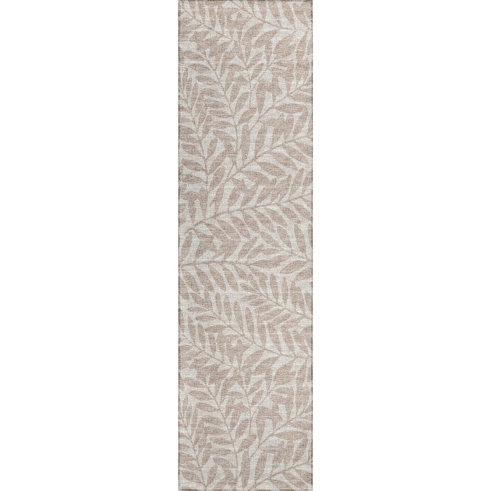 Yuma Beige 2 ft. 3 in. x 7 ft. 6 in. Geometric Indoor/Outdoor Washable Area