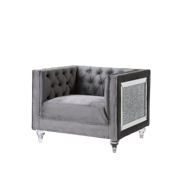 Acme Furniture HeiberoII Gray Velvet Velvet Decorative Arm Chair