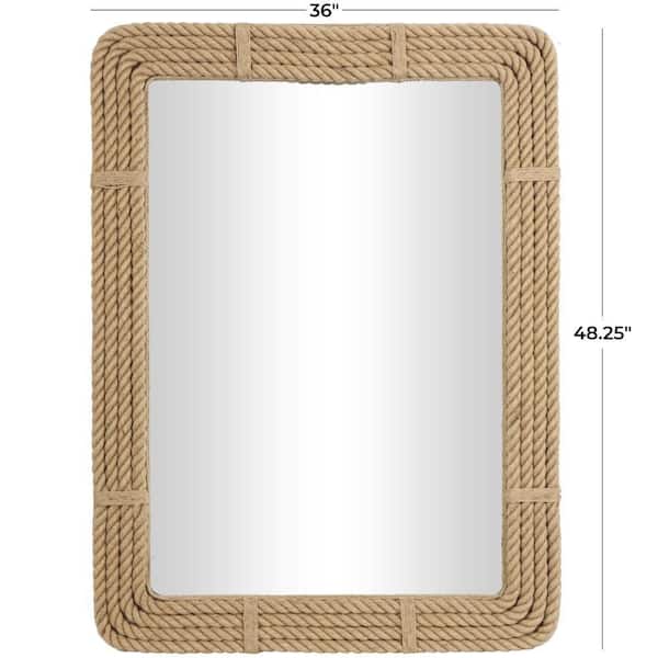 48 in. x 36 in. Rope Rectangle Framed Brown Wall Mirror