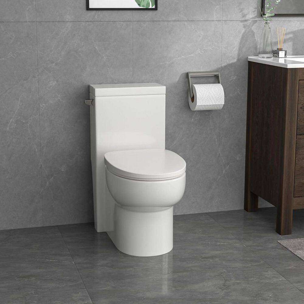 Glossy White Ceramic Elongated One-Piece Corner Toilet
