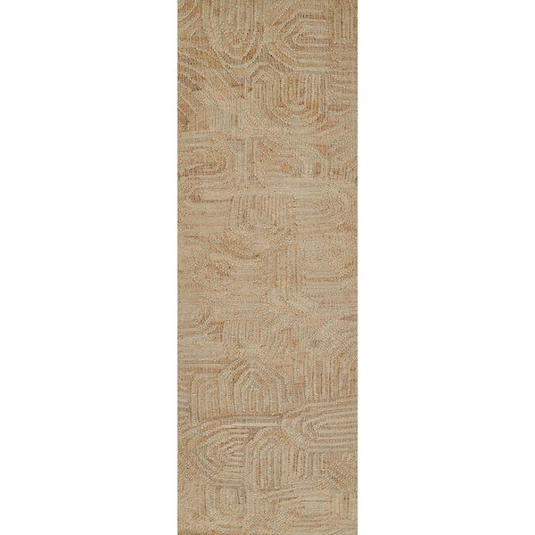 Swell Abstract Natural and Cream 2 in. x 8 in. Jute and Wool Runner Rug