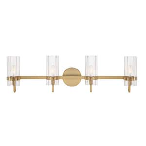 Brook 22 in. 3-Light Brass Vanity Light with Clear Glass Shade