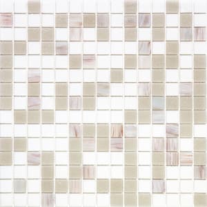 Mingles 12 in. x 12 in. Glossy White and Gray Glass Mosaic Wall and Floor Tile (20 sq. ft./case) (20-pack)