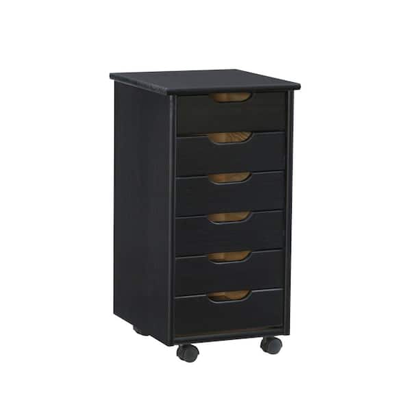 Linon Home Decor Mcleod Black 6 Drawer Rolling Storage Organizational Cart
