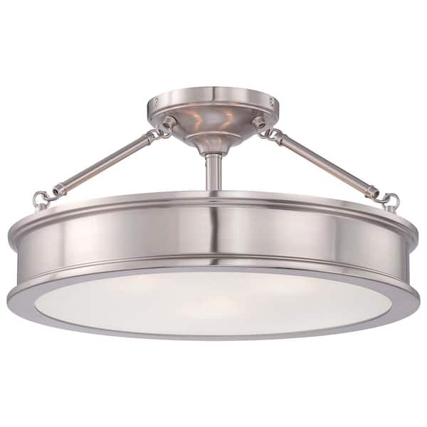 Home Decorators Collection Grafton 3 Light Brushed Nickel Semi Flush Mount Ceiling 23955 - Home Depot Decorators Collection Lighting