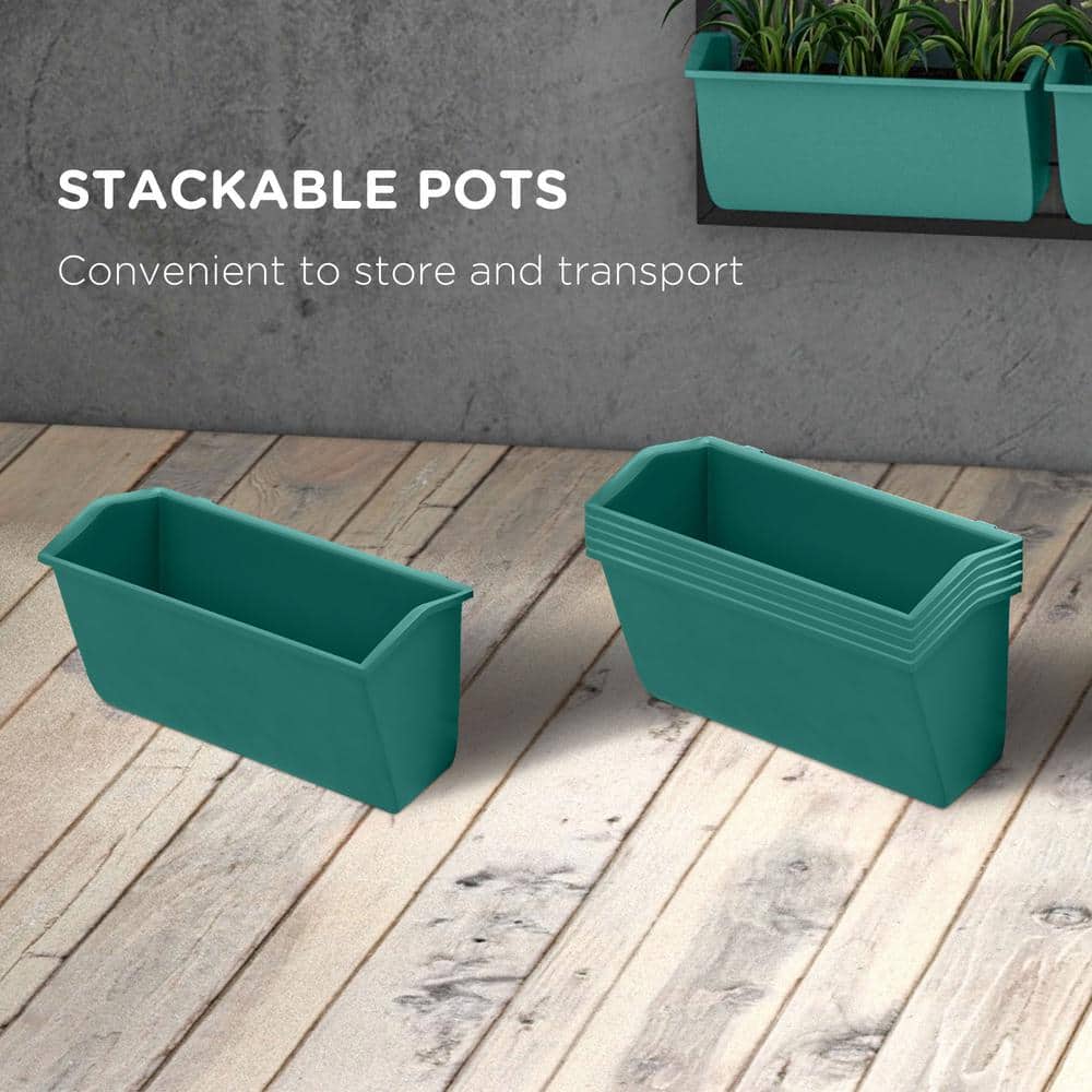 Green 3-Tier Wall Planter with 6 Self-Draining Pots