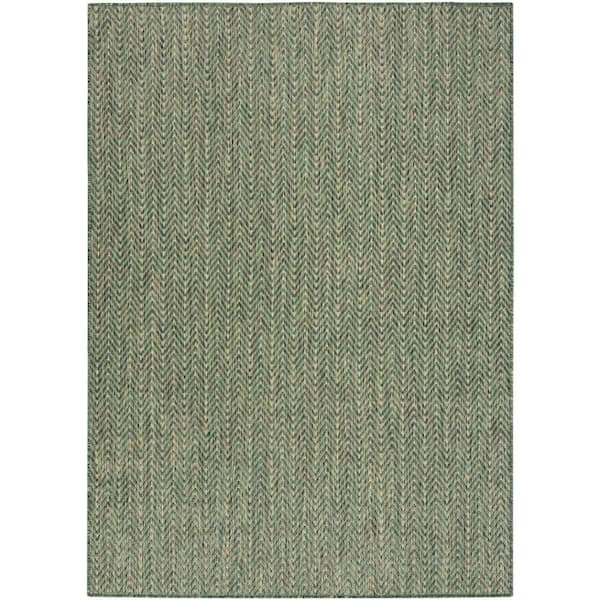 Nourison Horizon Green 6 ft. x 9 ft. Indoor/Outdoor Geometric Contemporary Area Rug