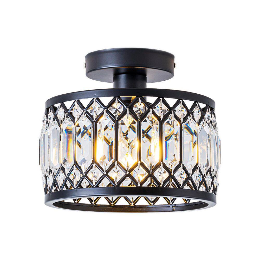 Modern 9 in.1-Light Black Semi Flush Mount Ceiling Light Crystal Fixture for Hallway Entryway Bedroom Bulbs Not Included price history on PriceWatchPro