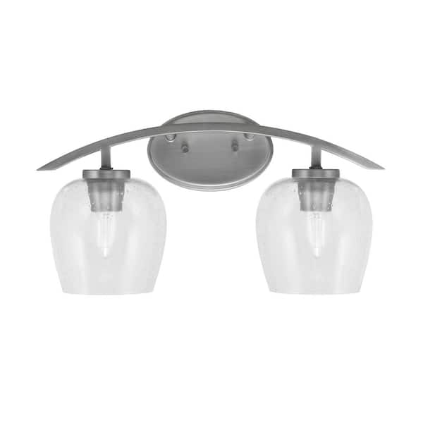 Unbranded Siena 18.25 in. 2-Light Vanity Light Graphite with Clear Bubble Glass Shades