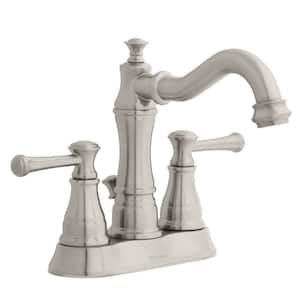 Warnick 4 in. Centerset Double-Handle High-Arc Bathroom Faucet in Brushed Nickel