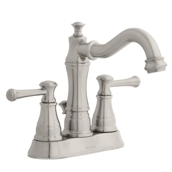 Glacier Bay Warnick 4 in. Centerset Double-Handle High-Arc Bathroom Faucet in Brushed Nickel