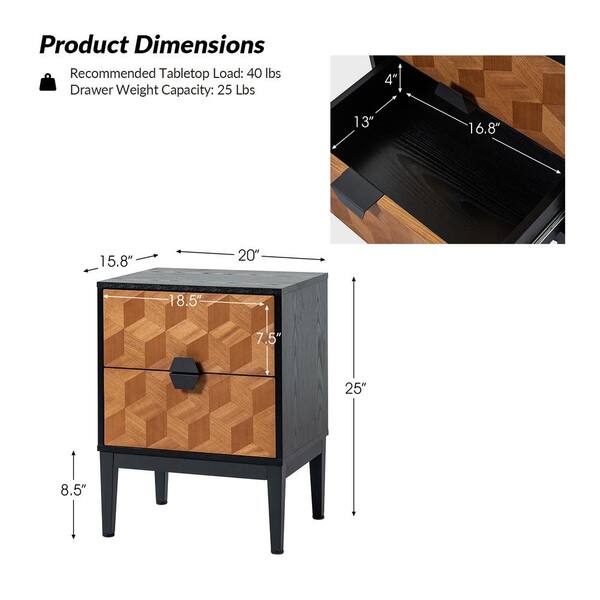 user_2dd35791 Tribesigns Nightstand, Modern Bed Side End Table with 2