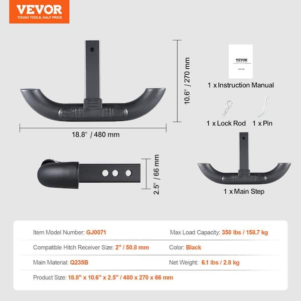 500 Lbs Capacity Truck Receiver Step ONINE Combo Hitch Step For 2 Inch ...