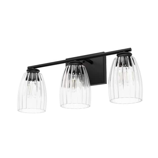 Hunter Rossmoor 20.5 in. 3-Light Matte Black Vanity Light