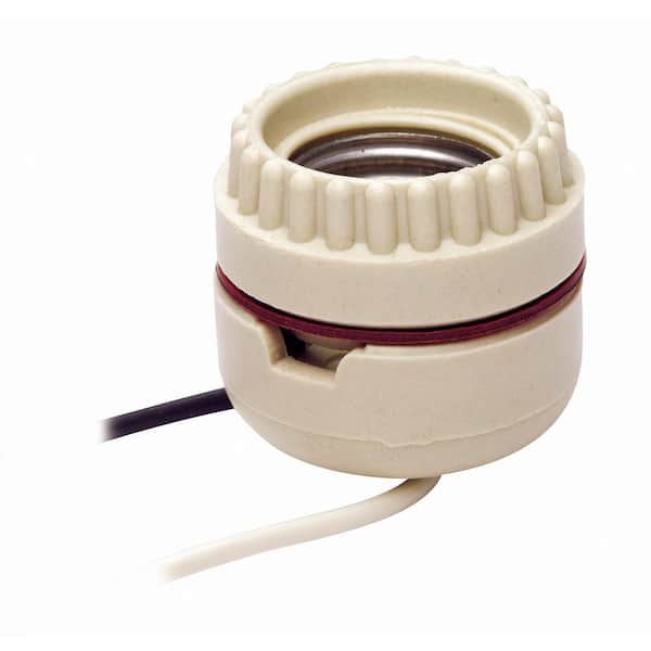 Leviton 660W Medium Base Two-Piece Single Circuit Keyless Ring-Type Unglazed Porcelain Incandescent Lampholder, White