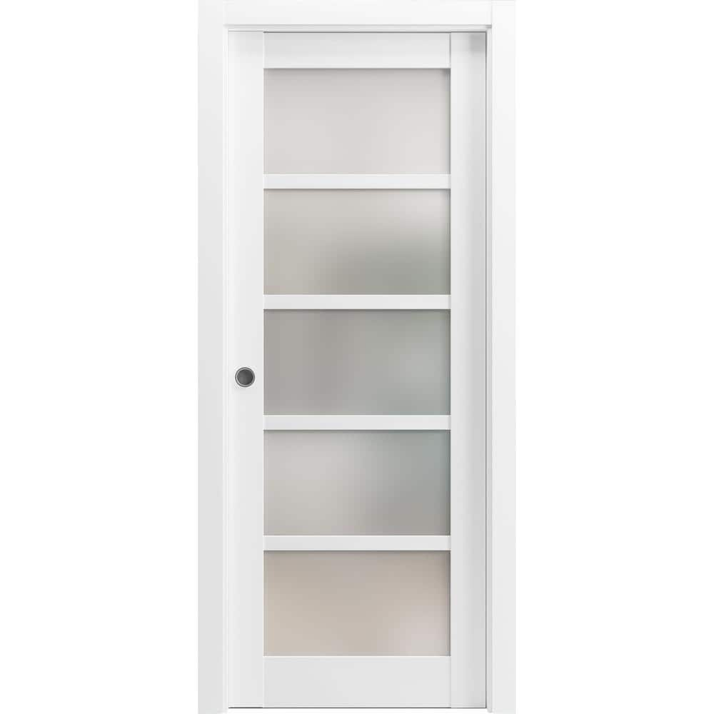 Sartodoors Quadro 4002 30 in. x 80 in. Single Panel White Finished Wood ...