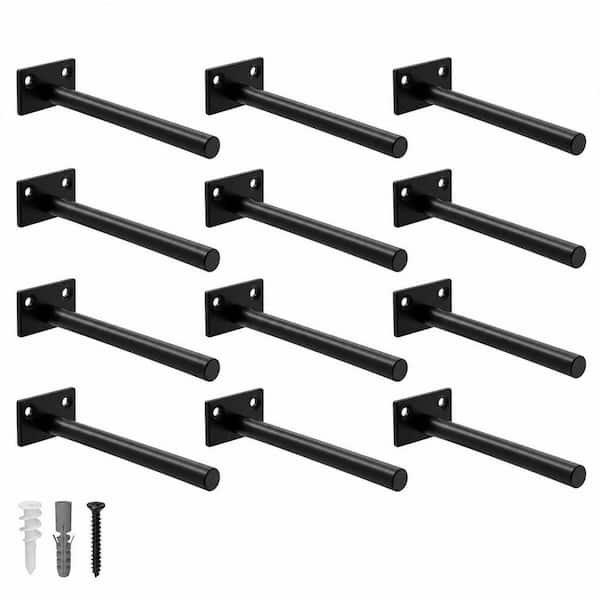 12-Pack 8 in. L Black Floating Shelf Brackets for DIY Decorative, Fit for Kitchen, Bathroom, Study Room