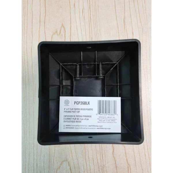 NUVO IRON 4 in. x 4 in. Black Rigid Plastic Pyramid Post Cap (Pack of 24)