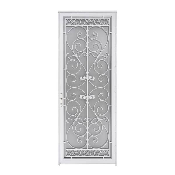 Naples 36 in. x 96 in. Left Hand/Outswing White Full View Wrought Iron/Metal Storm Security Door