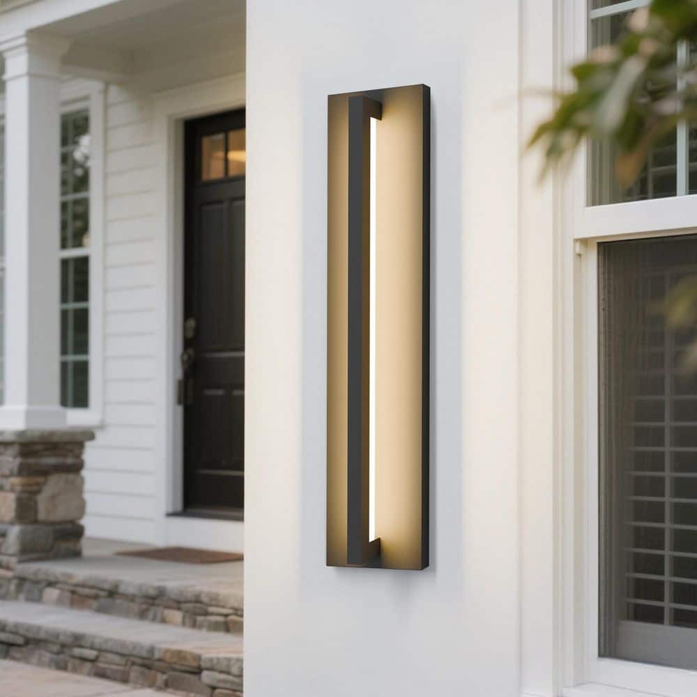 21 in. Black Modern/Contemporary LED Outdoor Wall Light Lantern Sconce price history on PriceWatchPro