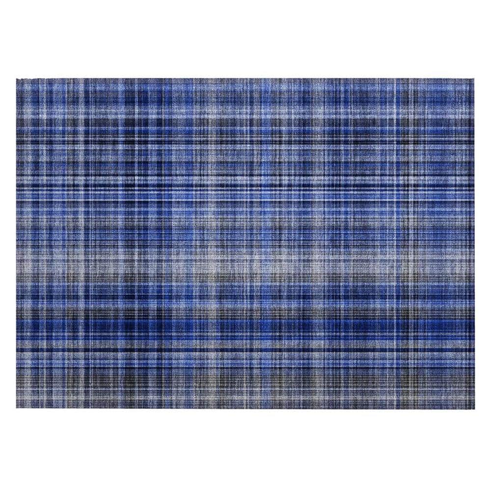 Navy Blue 2 ft. x 3 ft. Woven Plaid Rectangle Indoor/Outdoor Area Rug price history on PriceWatchPro