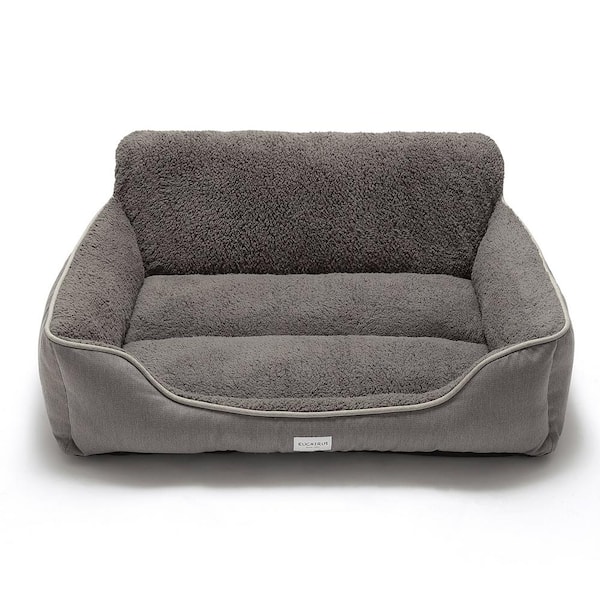 Euchirus Washable Medium Grey Dog Bed With Bolster