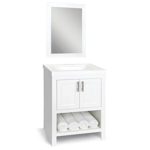 Glacier Bay Spa 24 In W X 18 75 D Bath Vanity White With Cultured Marble Top Sink And Mirror Ppspawht24my Glacier Bay Spa 24 In W X 18 75 D, Home Depot Glacier Bay Vanity 24 Inch