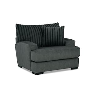 Lola Gray Chenille Accent Chair With Reversible Cushions