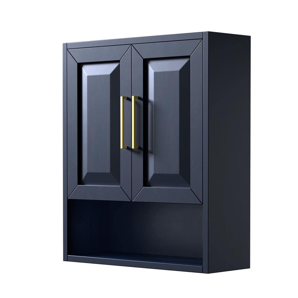 Daria 25'' Dark Blue Wall-Mounted Bathroom Cabinet with Gold Hardware