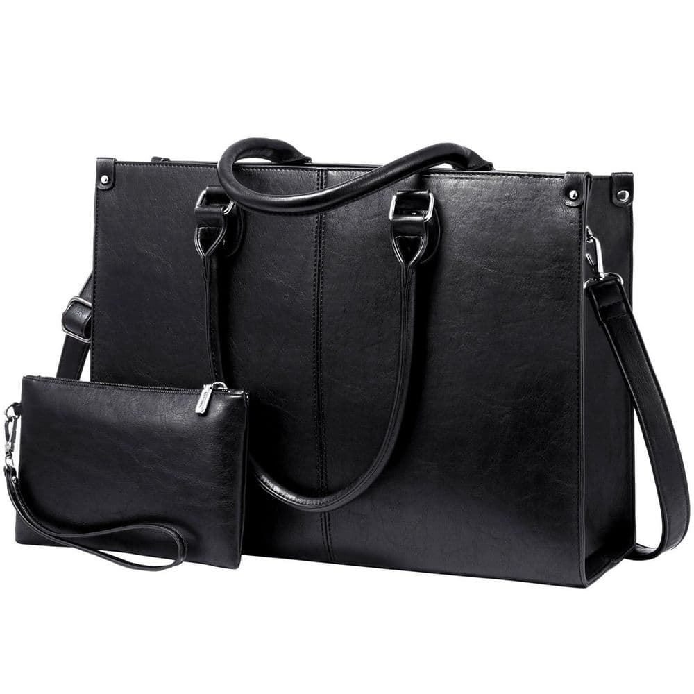 Numhew Vintage Black Vegan Leather Large Capacity Waterproof