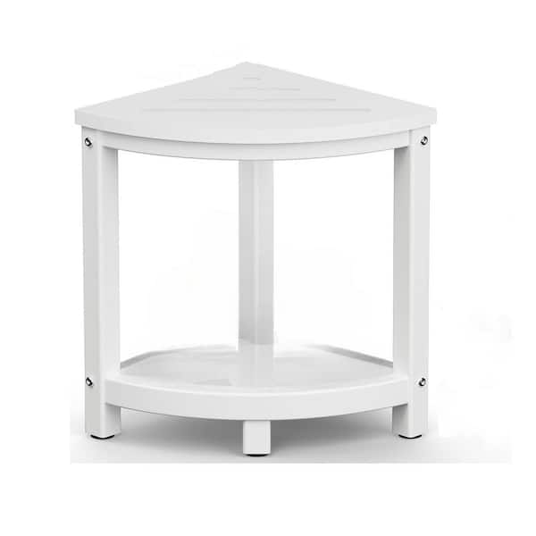 Adjustable Folding Shower Stool 12.2in W Anti-Slip Stainless Steel Safety Bath Seat White