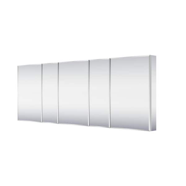 Edge-Polished 84 in. W x 30 in. H Rectangular Aluminum Recessed/Surface Mount Medicine Cabinet with Mirror