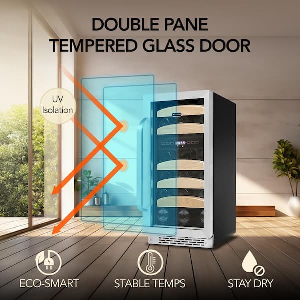 Dual Zone 15 in. 28 Bottle Undercounter Built-In Wine Cooler Dual Zone 15 in. 28 Bottle Undercounter Built-In Wine Cooler