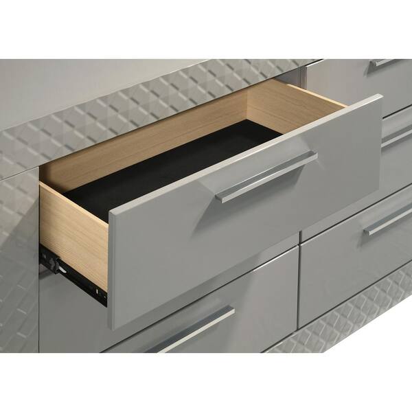 grey gloss dresser Ives 6-Drawer Dresser Cabinet Grey High Gloss