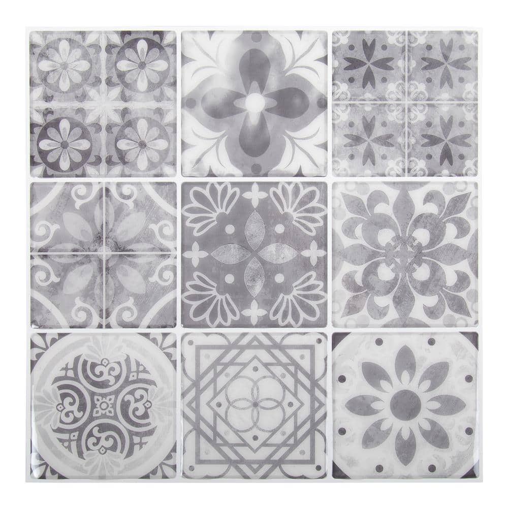 Bathroom Grey 10 x 3.94 and Living Room Peel and Stick Border Tiles 12 Pieces Truu Design Self-Adhesive Set for Kitchen Backsplash