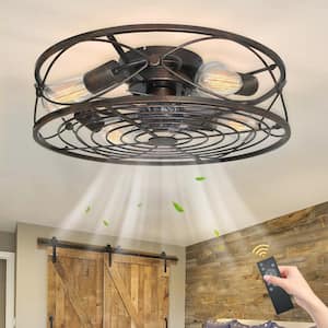 20 in. 4-Light Indoor Oil Rubbed Bronze Caged Ceiling Fan with Remote Control