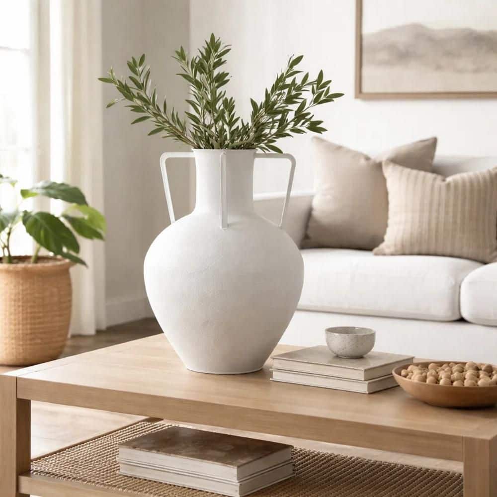 18.75 in. White Metal Round Decorative Vase price history on PriceWatchPro