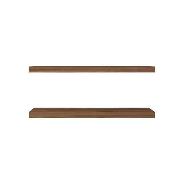 Unbranded New (Set of 2) Mahogany 31.5 in. W x 9.8 in. D Wide Floating Decorative Wall Shelf Sleek and Modern Space-Saving Design