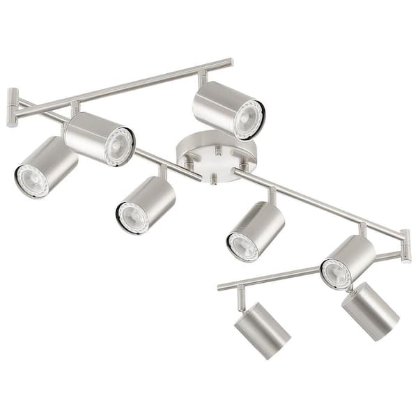 Merra 8-Light 4.5 ft. Galvanized Nickel Ceiling Mounted Hardwired Track Lighting Kit w/ Adjustable Heads and 8-Bulbs Included