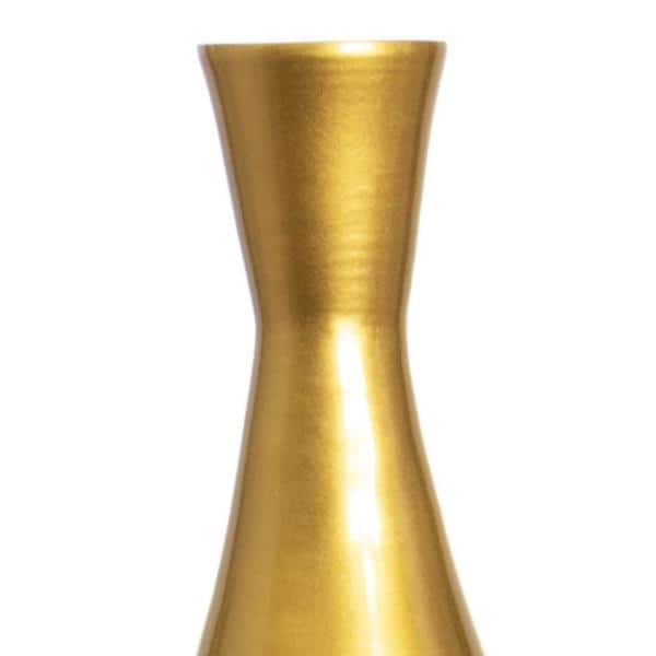 Oversized Gold Bamboo Trumpet Floor Vase - Elegant Modern Accent Piece
